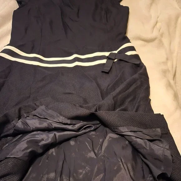 NWT Talbots Navy Cap Sleeve Drop Waist Shift - Picture 3 of 4